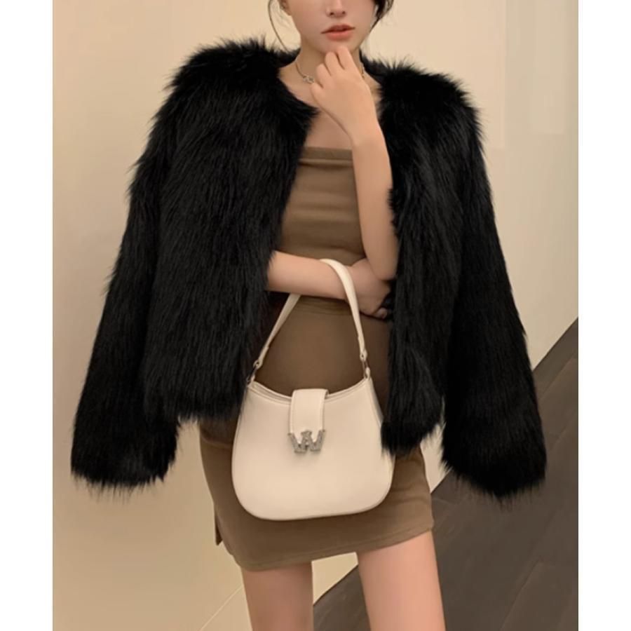 ファーコート ジャケット ファージャケット レディース ファー 冬 エコファーコート 冬服 エコファー エコファーショートコート 毛皮コート 毛皮 ミンク 厚手 秋 エコファー（コート・ジャケット｜レディースファッション