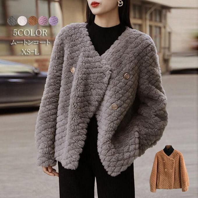 ムートンコート レディース ファーコート 毛皮コート フェイクファー