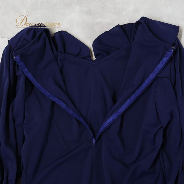 社交ダンス 衣装 レオタード ネイビー系 チャコット Chacott 紺 フリル