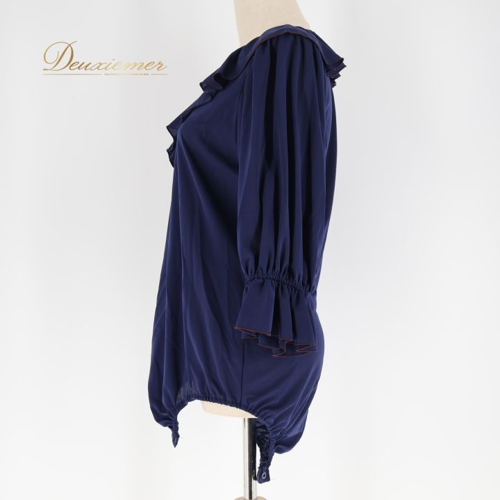 社交ダンス 衣装 レオタード ネイビー系 チャコット Chacott 紺 フリル