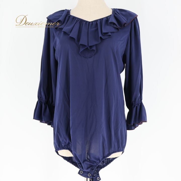 社交ダンス 衣装 レオタード ネイビー系 チャコット Chacott 紺 フリル