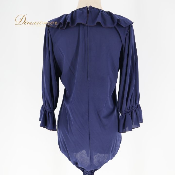 社交ダンス 衣装 レオタード ネイビー系 チャコット Chacott 紺 フリル