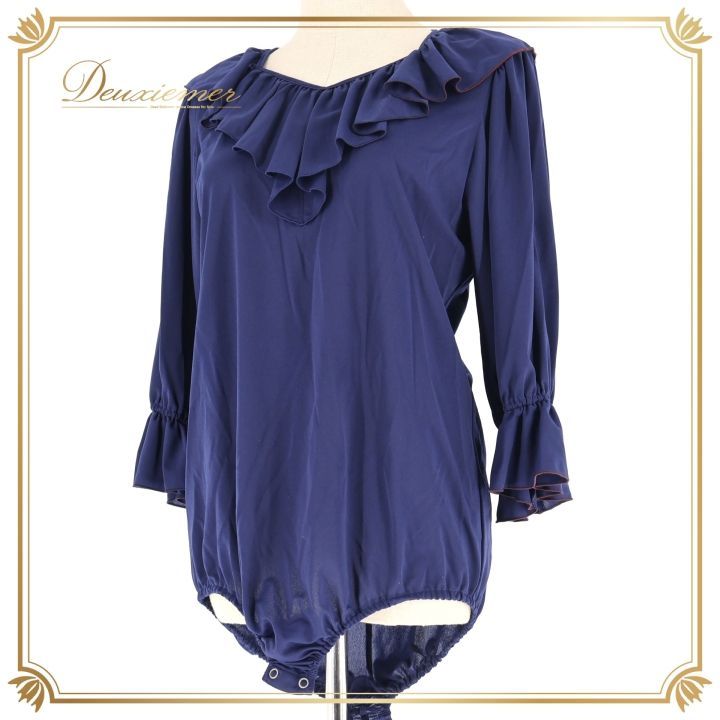 社交ダンス 衣装 レオタード ネイビー系 チャコット Chacott 紺 フリル