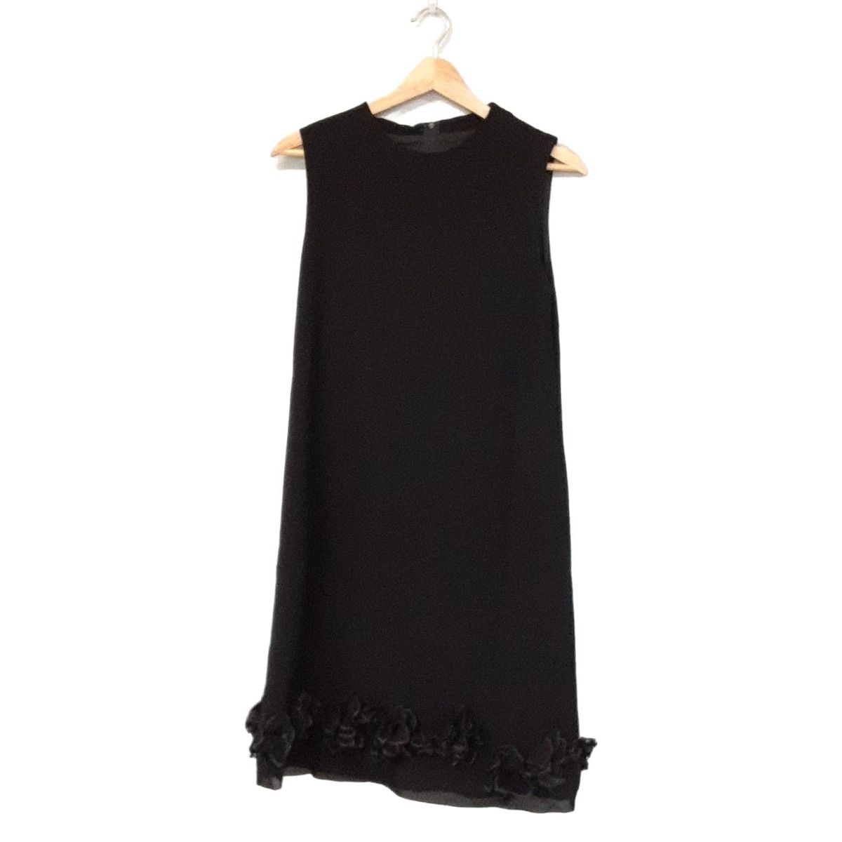 FOXEY フォクシー ワンピース サイズ40 M レディース 36138 黒 クルーネック ノースリーブ ひざ丈 フラワー 花