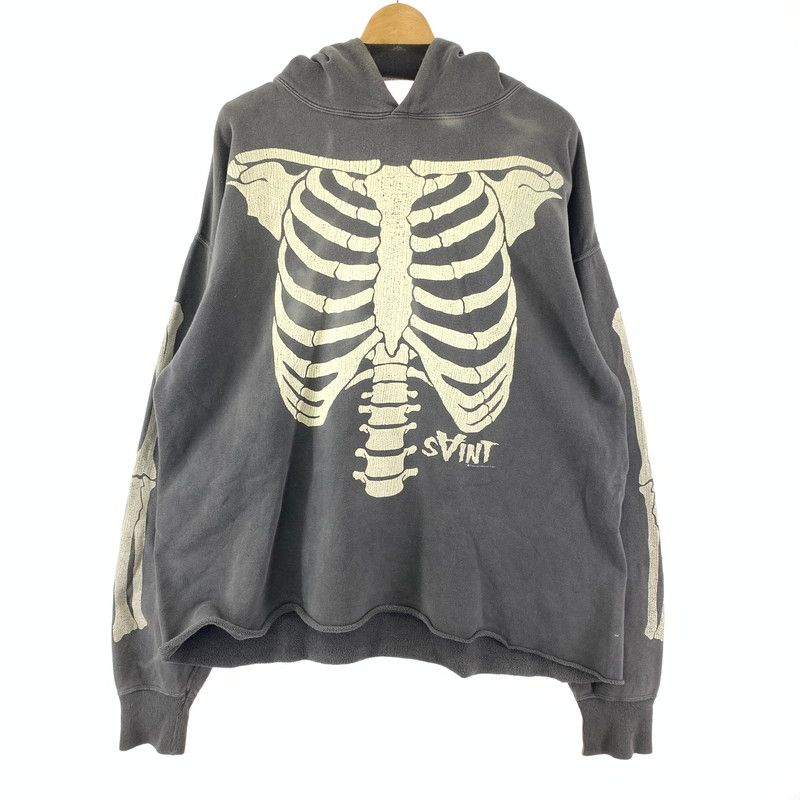 品 SAINT MICHAEL セントマイケル SM-A 22-0000-080 BONE HOODIE ボーン プリント プルオーバー パーカー トップス 古着 140-251203-mh-08-fuz