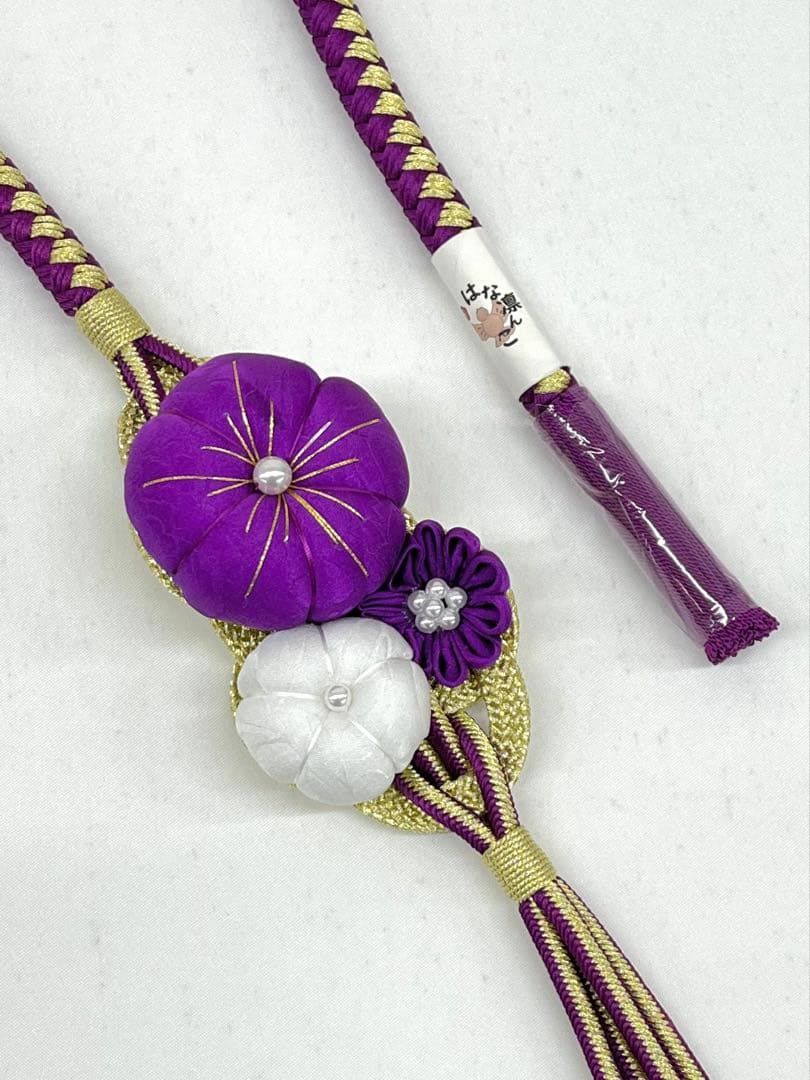 振袖用帯締め 飾り付き ちりめん細工 つまみ細工 7本おまとめ 正絹 bb