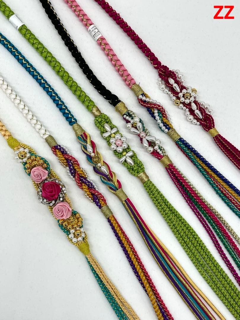 振袖用帯締め 飾り付き 7本おまとめ 正絹 ZZ