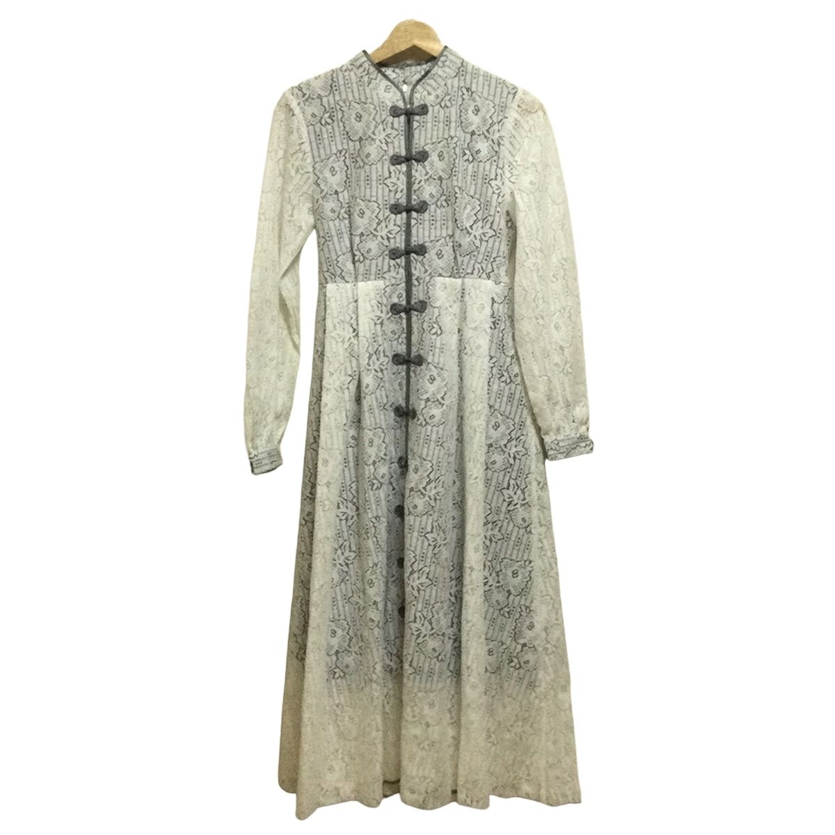 PAMEO POSE パメオポーズ ワンピース サイズM レディース 白 グレー 長袖 マキシ丈 レース