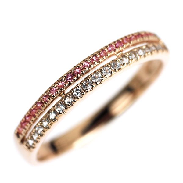 K10PG ピンク/ホワイト サファイア リング - メルカリ