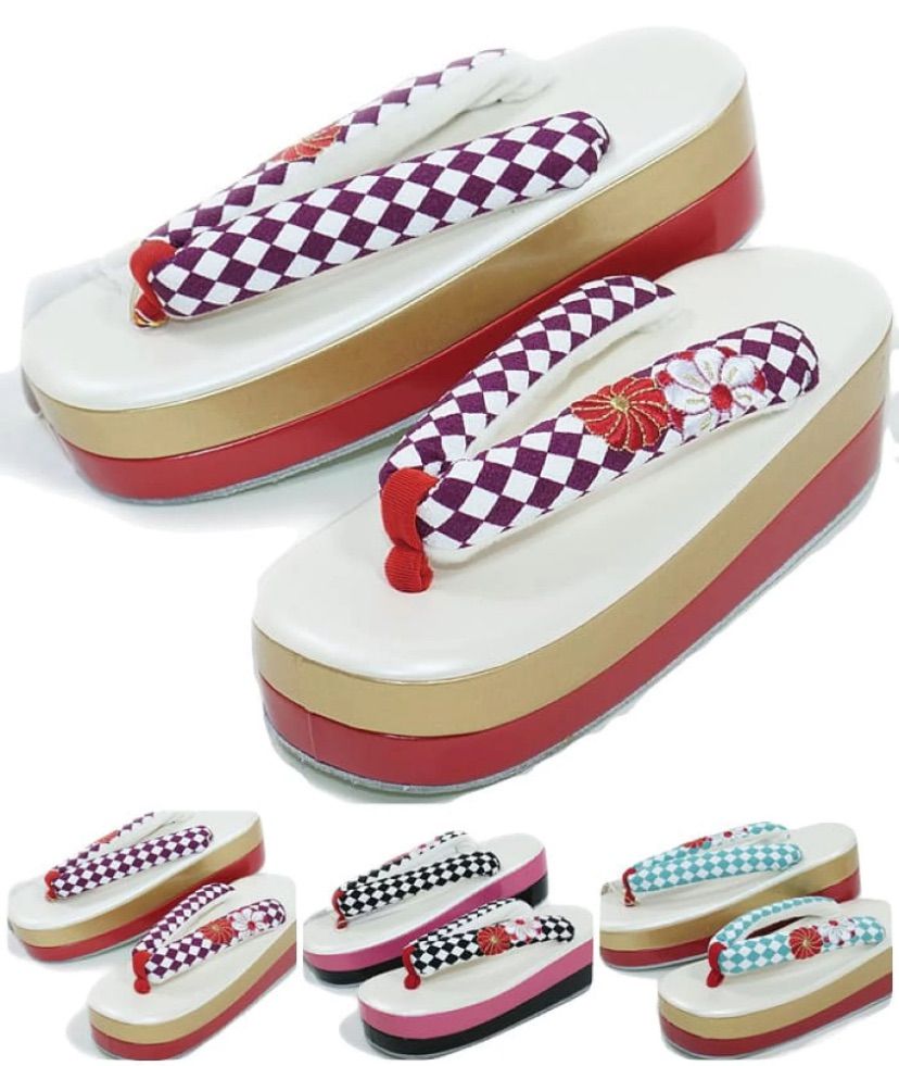 振袖草履 刺繡鼻緒 刺繡 縮緬 着物用草履 フリーサイズ ハイヒール 厚底ヒール 草履 レディース 卒業式 振袖 成人式 アウトレット 市松