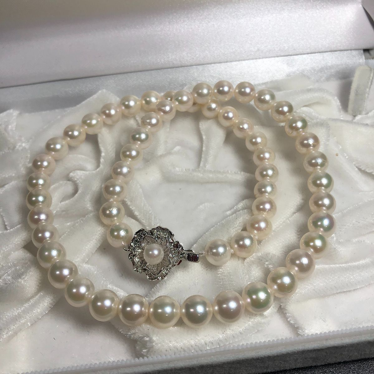 あこや真珠】6.9-7.4mm 43cm 33.5g 本真珠 アコヤ ネックレス パール