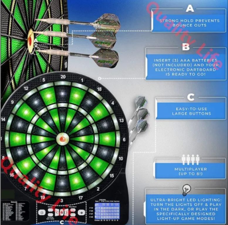 電子ダーツボードセット、LED自動採点発光電子ダーツセット、ソフト