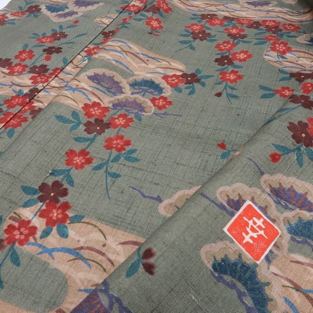 六花-RIKKA- 正絹 花井幸子落款 トールサイズ 桜 松 紬 着物 A 4095