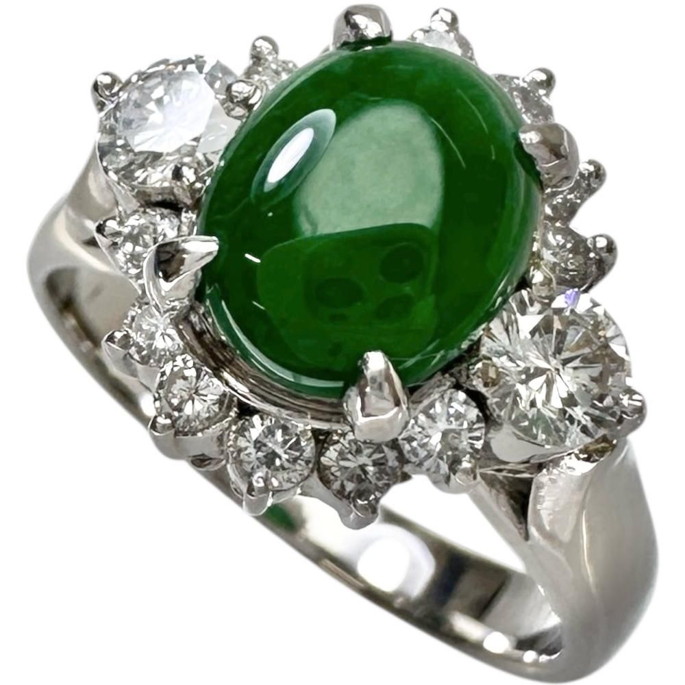 11号 ヒスイ ダイヤモンド 0.52ct リング・指輪 Pt900プラチナ 8.3g