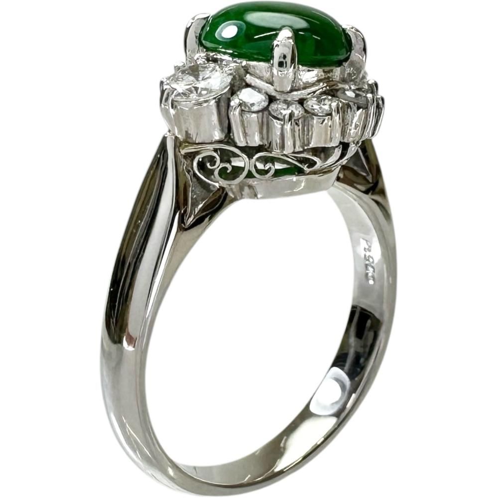 11号 ヒスイ ダイヤモンド 0.52ct リング・指輪 Pt900プラチナ 8.3g