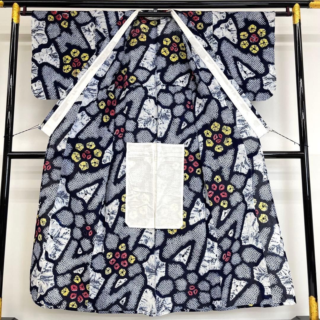 着物と帯 時流】Y25891s◇本場有松鳴海絞り浴衣◇手縫い 裄66丈158