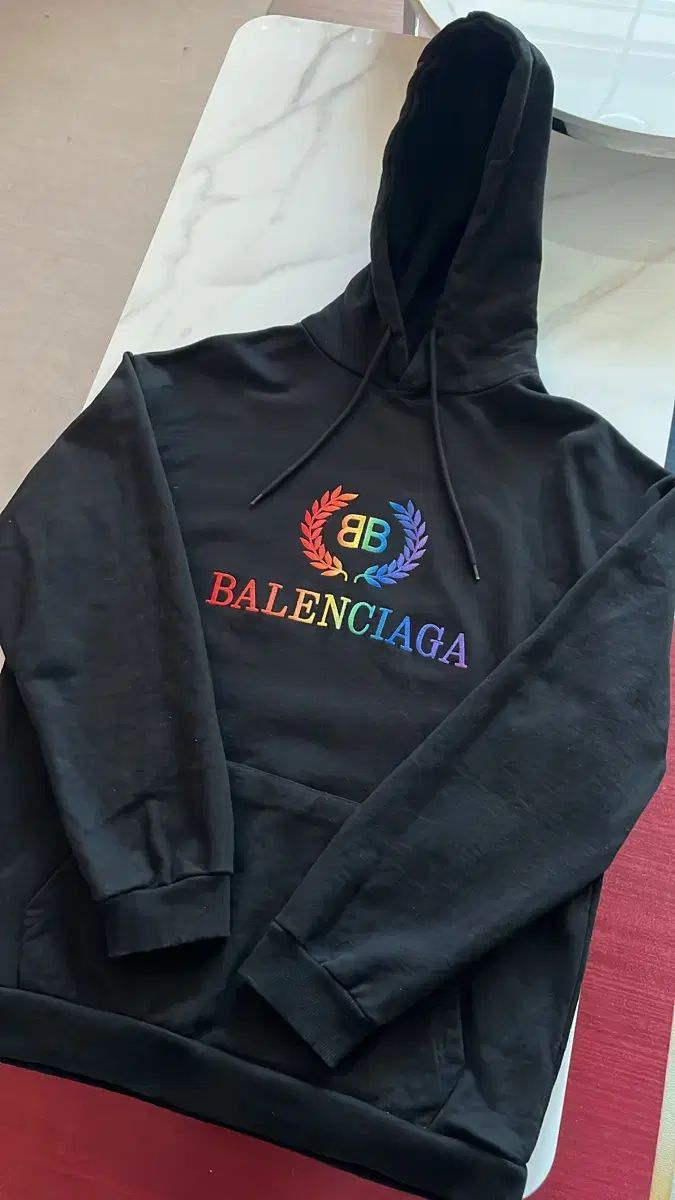 バレンシアガ レインボー 月桂樹ロゴ 刺繍 ロゴ フーディー Tシャツ XL 105