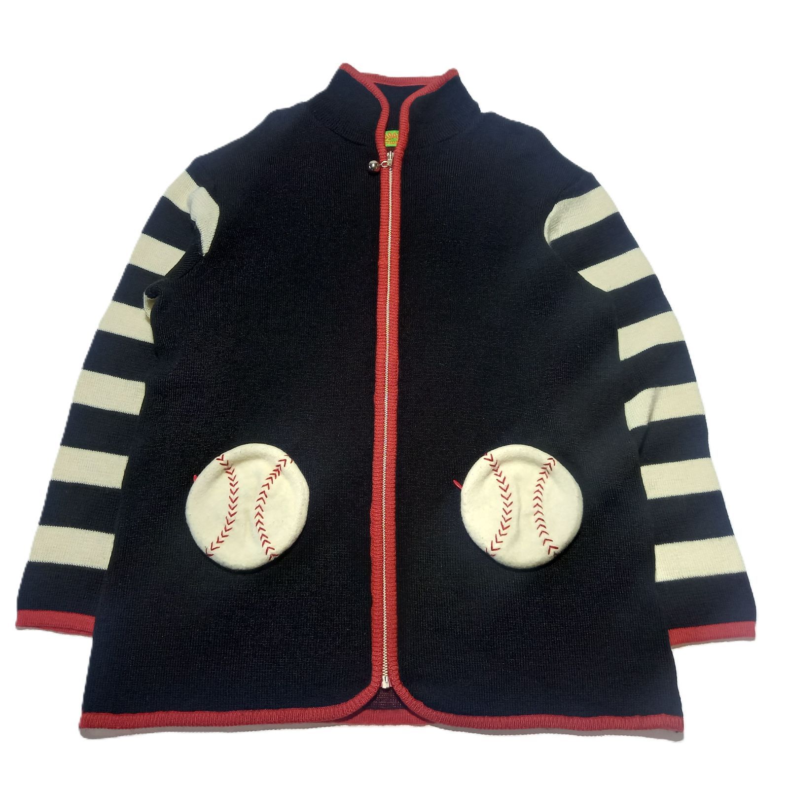 アルベロベロ オレボレブラ ウール ジップアップ カーディガン 野球