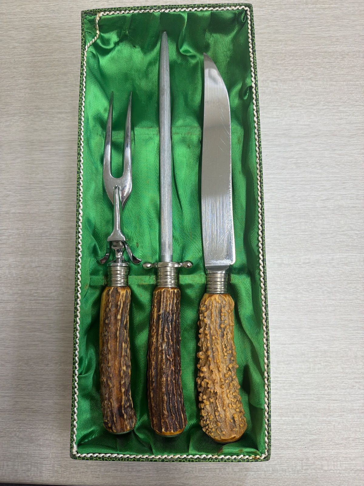 OTHELLO ANTON WINGEN JR カービングナイフセット 3点セット ドイツ製 鹿角 動物彫刻 キャンプナイフヴィンテージナイフ