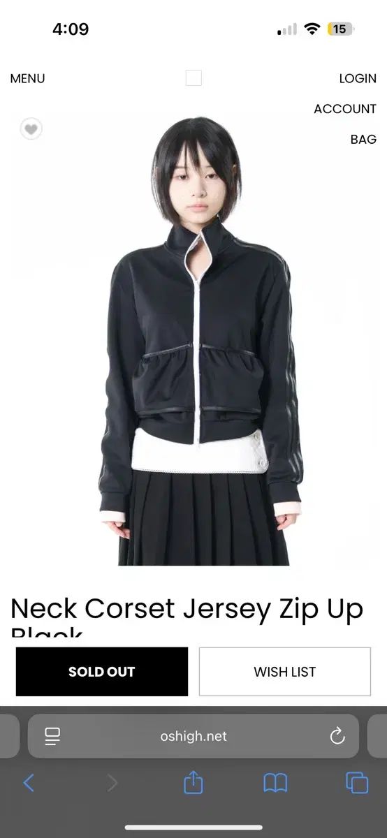 カルバン クライン ネックコルセットジャージー ジップアップ ブラック