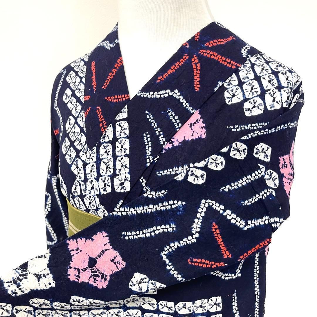 着物と帯 時流 Y 25888 s 本場有松鳴海絞り浴衣 手縫い 楓 裄63