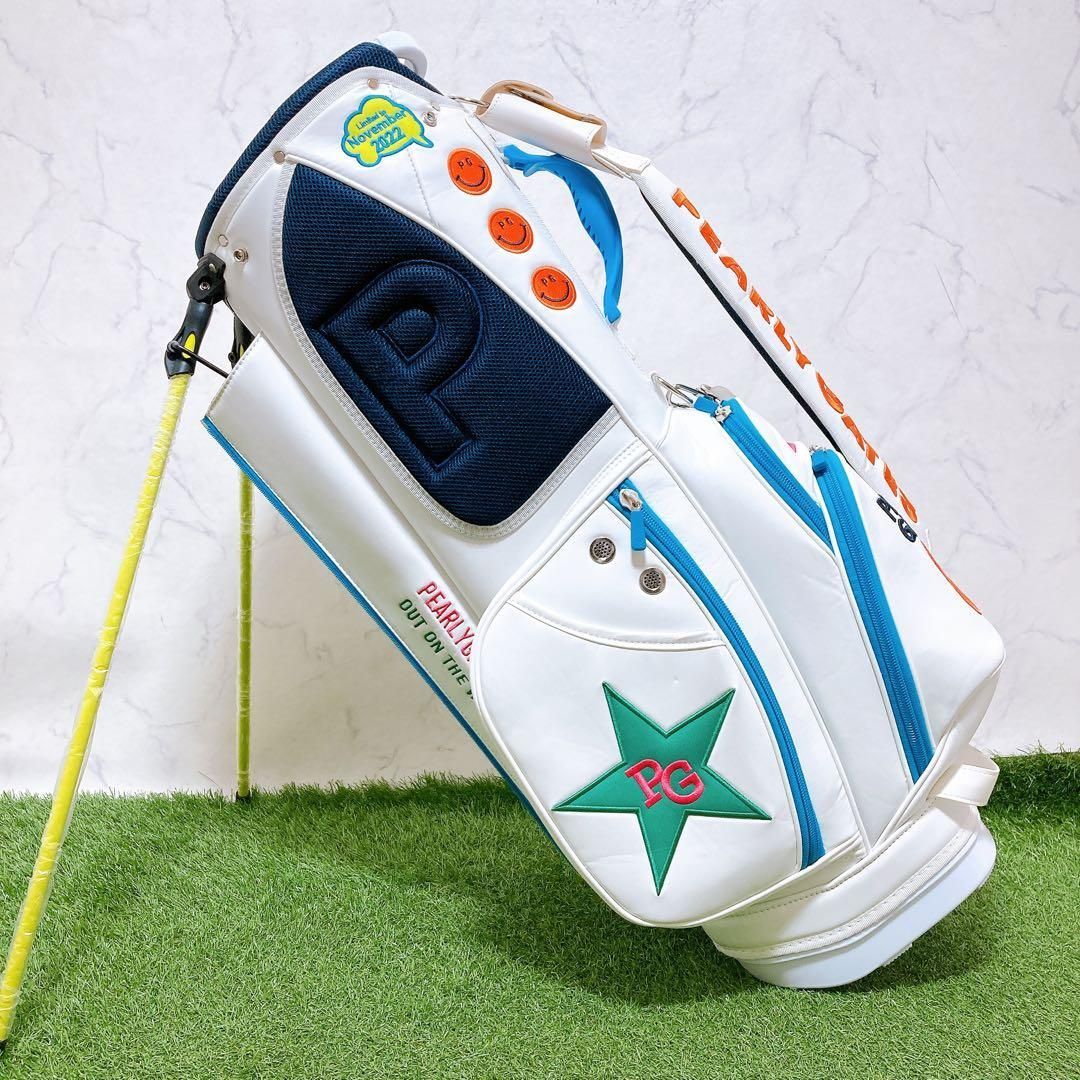 H パーリーゲイツ　スタンド式　キャディバッグ　マルチカラー　9型　美品 H パーリーゲイツ スタンド式 キャディバッグ マルチカラー 9型 美品