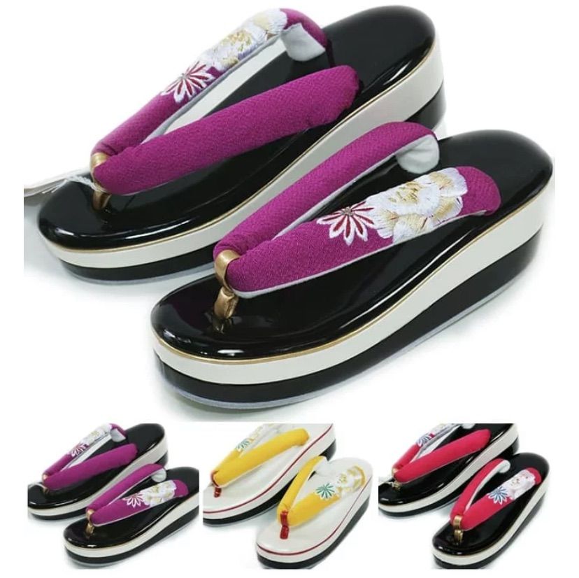 振袖草履 刺繡鼻緒 刺繡 縮緬 着物用草履 フリーサイズ ハイヒール 厚底ヒール 草履 レディース 卒業式 振袖 成人式 アウトレット