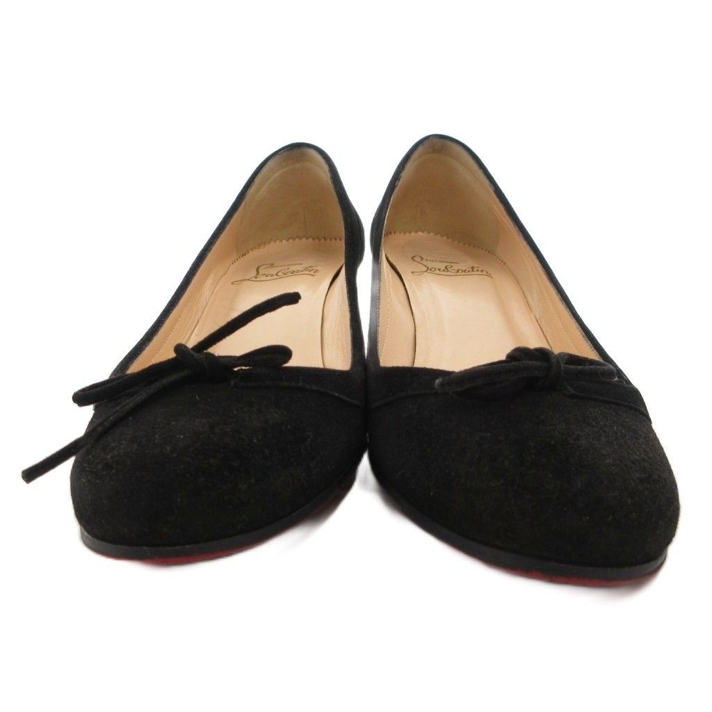 クリスチャンルブタン Christian louboutin パンプス スエード レザー リボン 36 黒 ブラック JS GY 18