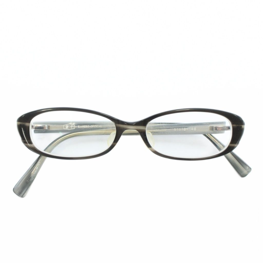 金子眼鏡 KANEKO OPTICAL 眼鏡 メガネ 度入り セルフレーム オーバル 51 16 146 黒 ブラック グレー KO 028 XZ GY 11
