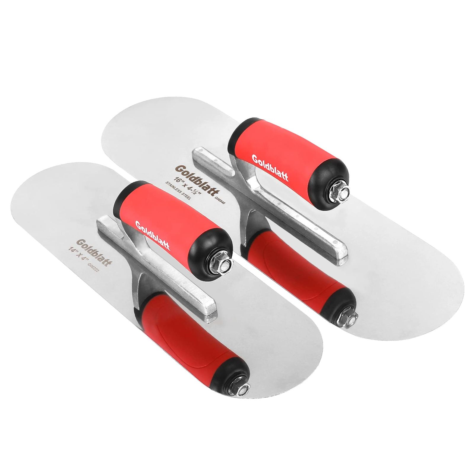 G blatt ゴールドブラット プール用こて ステンレススチール ソフトグリップハンドル付き 16インチ x 4 1 2インチ 14インチ 4インチの仕上げ用こてセット 軽量合金取り付け ラウンドエンド