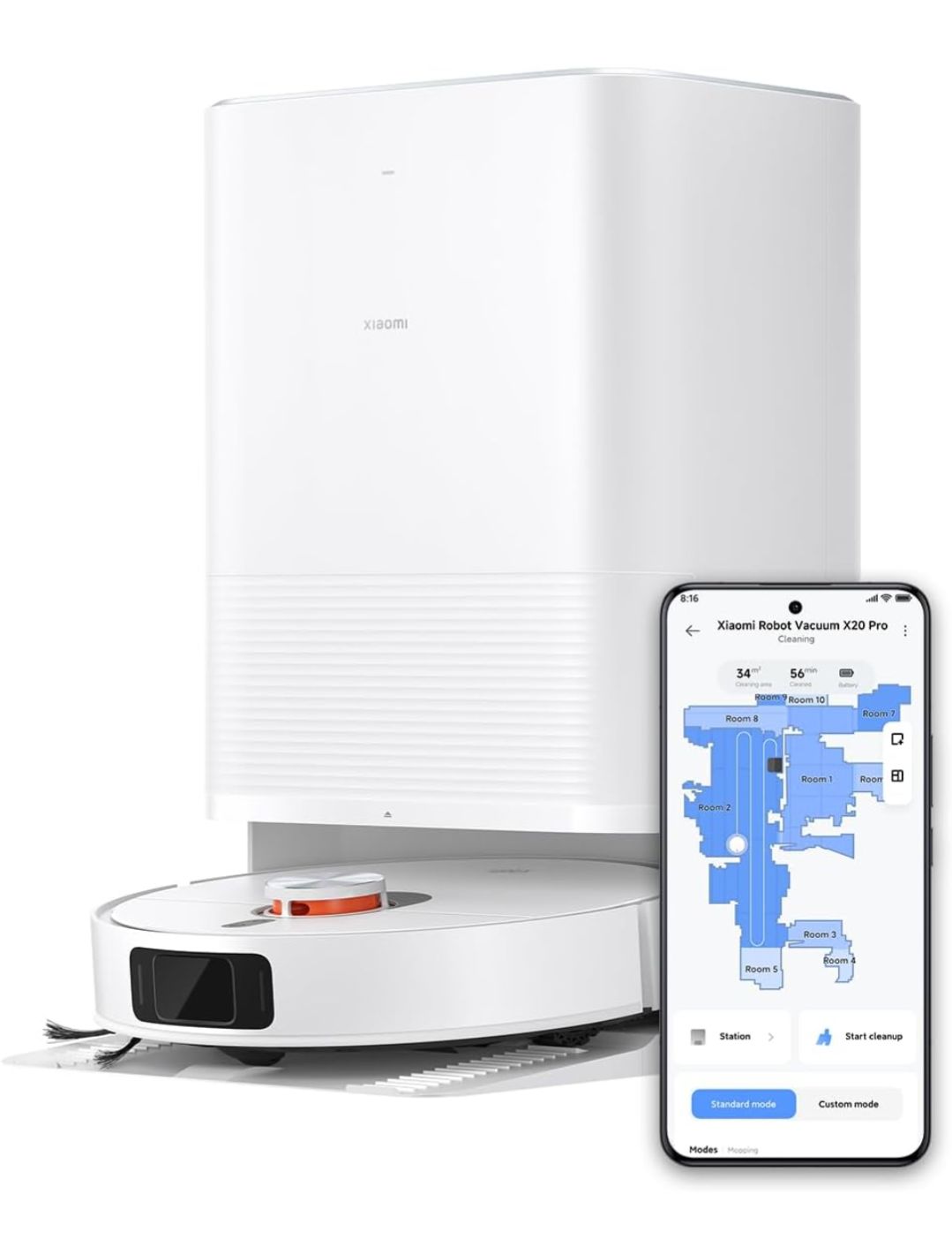 Xiaomi ロボット掃除機 X 20 Pro 全自動ステーション モップ洗浄 温風乾燥 4 L大容量ウォータータンク 7000 Pa強力な吸引力 高速回転デュアルモップ搭載 4つの掃除モード 大容量5200 mAh Alexa Google