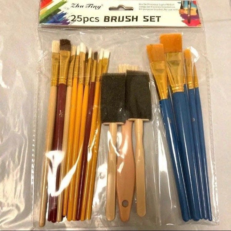 新品未使用 未開封 25本セット ペイントブラシ 絵筆 水彩画 スポンジ