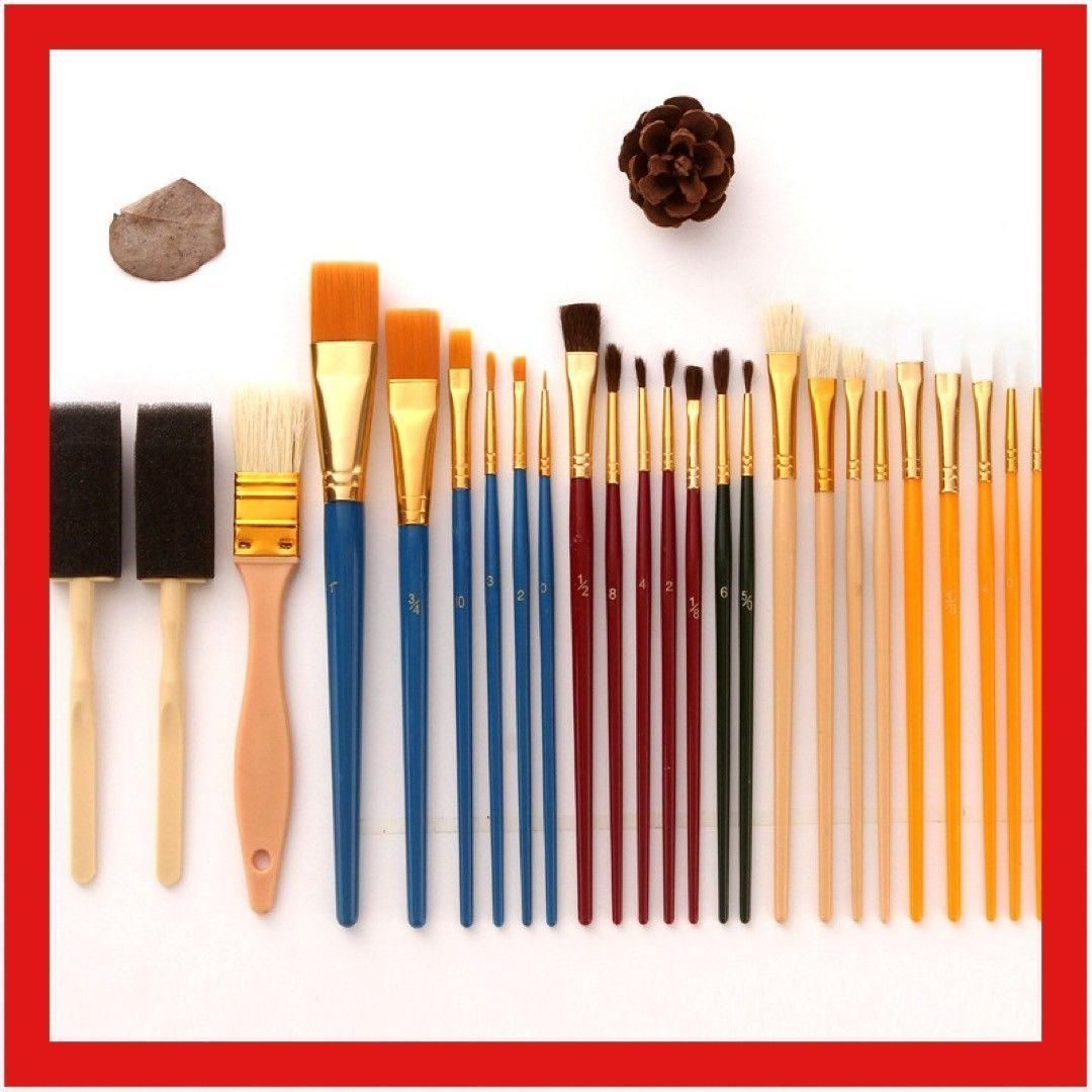 新品未使用 未開封 25本セット ペイントブラシ 絵筆 水彩画 スポンジ