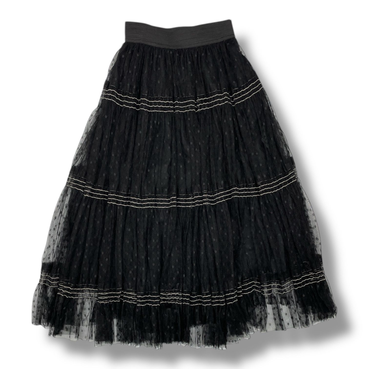 sov. ソヴ ティアードドットチュールスカート ロングスカート フレア