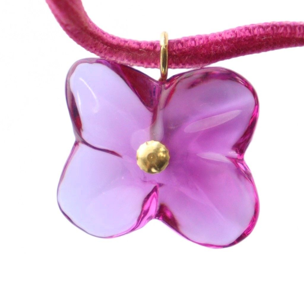 バカラ ネックレス クリスタルガラスフラワー ゲランコラボ　桜【K18】 バカラ ネックレス クリスタルガラスフラワー ゲランコラボ 桜【K18
