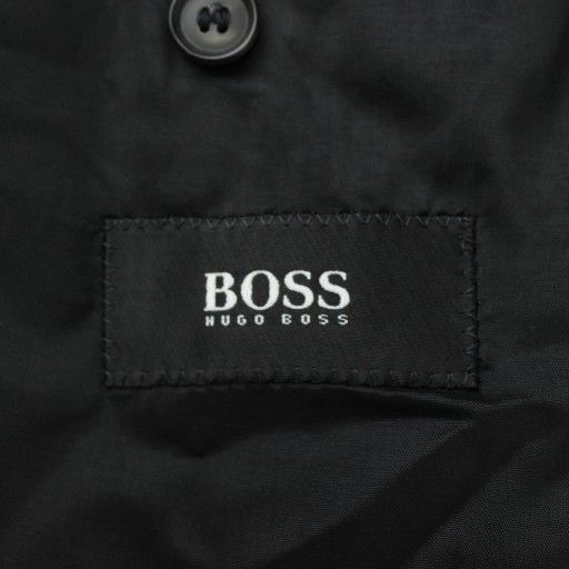 ヒューゴボス HUGO BOSS Loro Piana ロロピアーナ ジランダー スーツ セットアップ テーラードジャケット シングル 3 B 総裏地 パンツ スラックス ウール ストライプ 48 L 黒 ブラック XZ GY 18 ビジネスジャケット スーツ メンズ