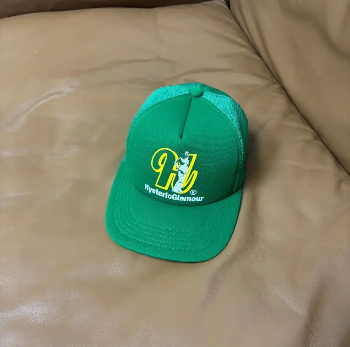 GLAMOUR ヒステリックグラマー グリーン 6パネル メッシュ ベースボールキャップ 帽子