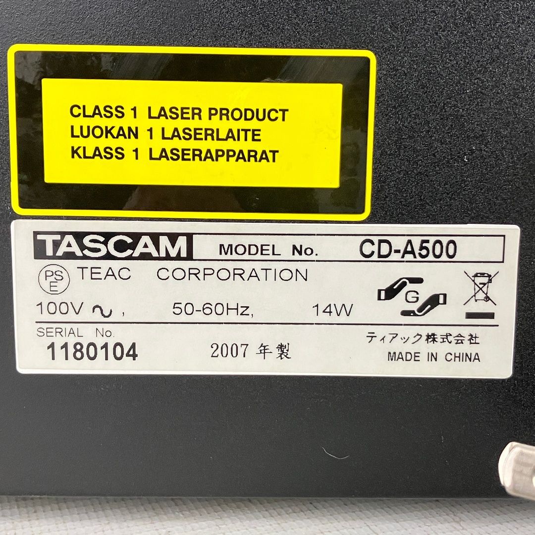 TASCAM CD A 500 カセットデッキ 2007年製 カセットレコーダー タスカム 音響機材