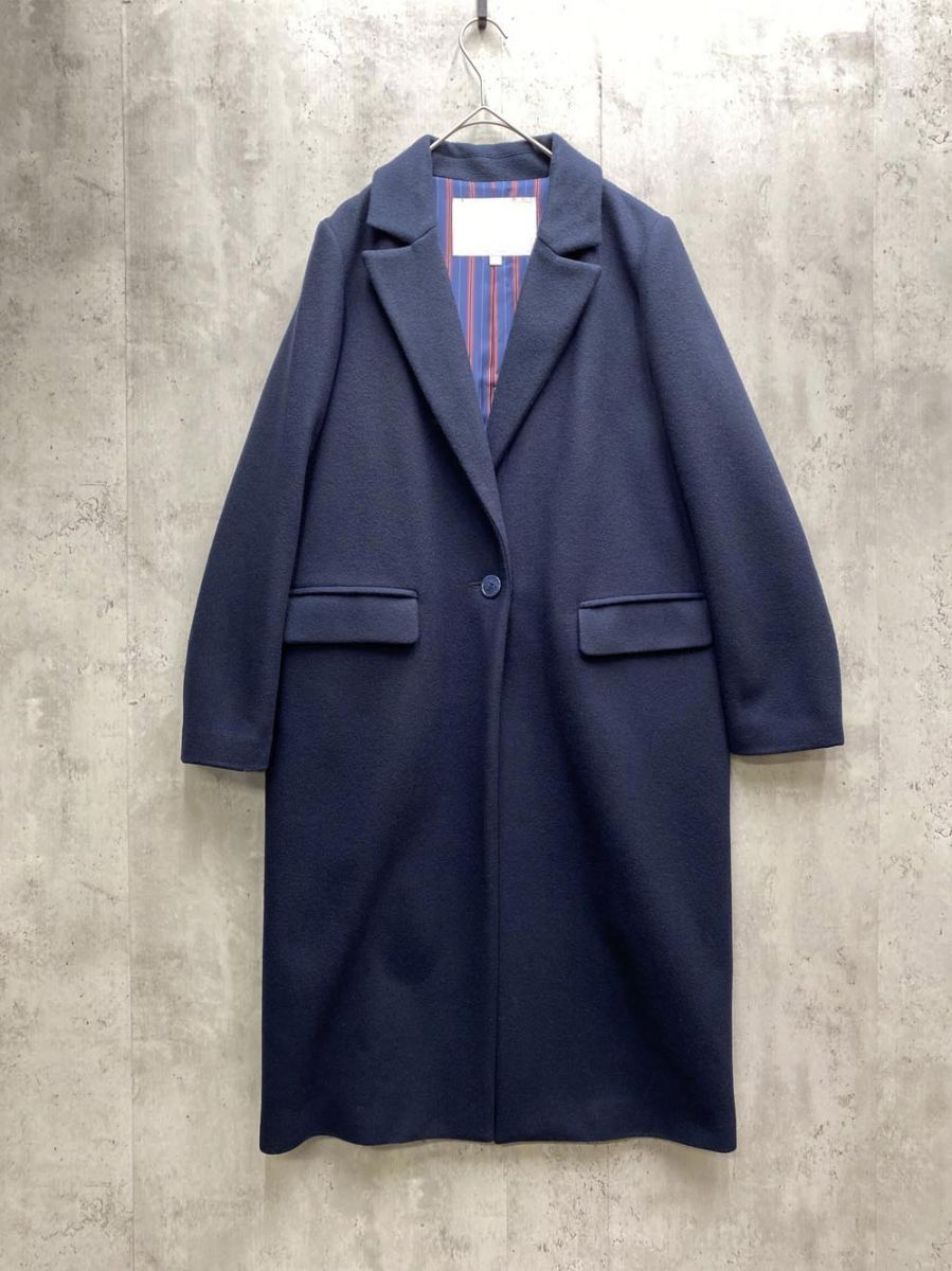 Kaon カオン KA 18-CHC ウール メルトン チェスター バックフリル コート sizeS ネイビー レディース