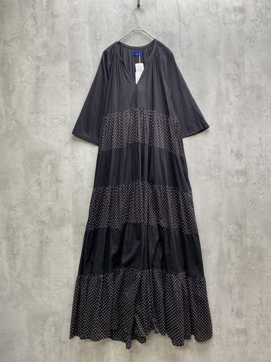 SHIPS シップス フ ロング ワンピース sizeONE 黒 レディース