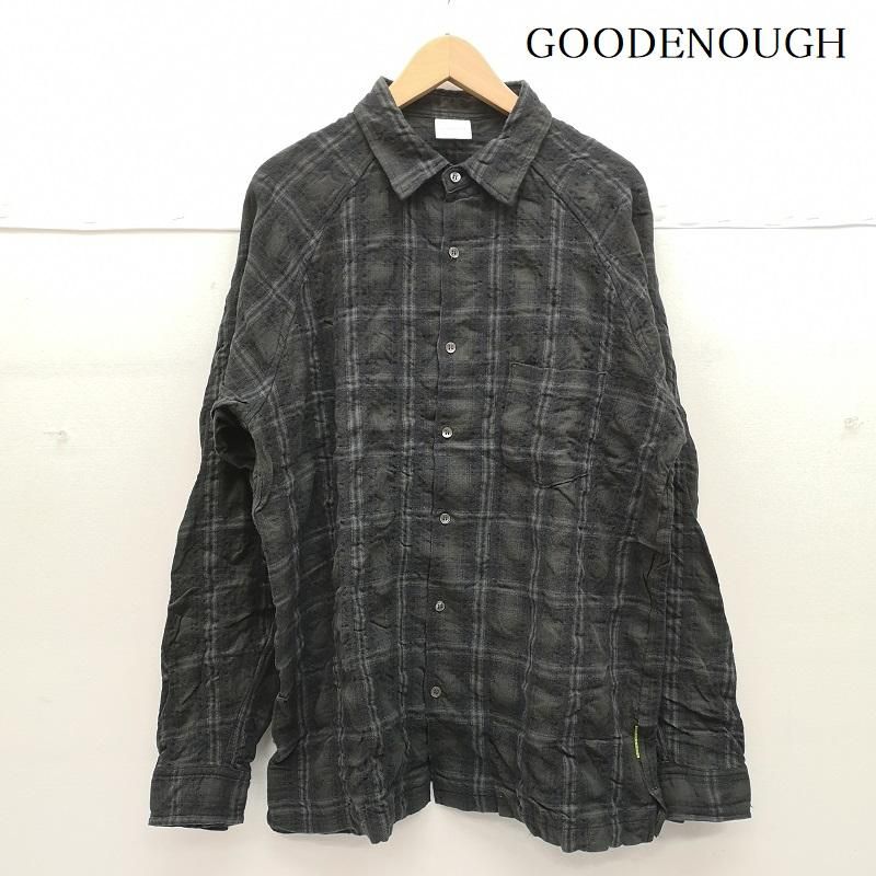 グッドイナフ 90s ウール 混 長袖 チェック シャツ ネルシャツ メンズ
