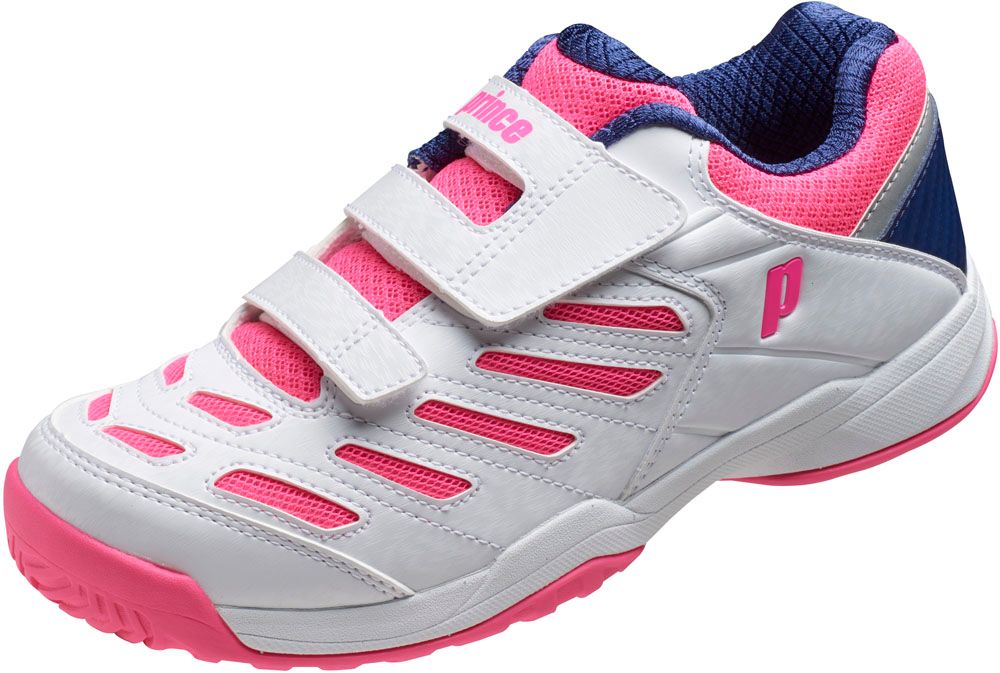 プリンス Prince テニス ジュニア用オールコート ジュニア キッズ オールコート テニスシューズ 靴 部活 練習 クッション性 安定性 成長期 子ども 子供 安心 安全  DPS953 214 WHT/PNK