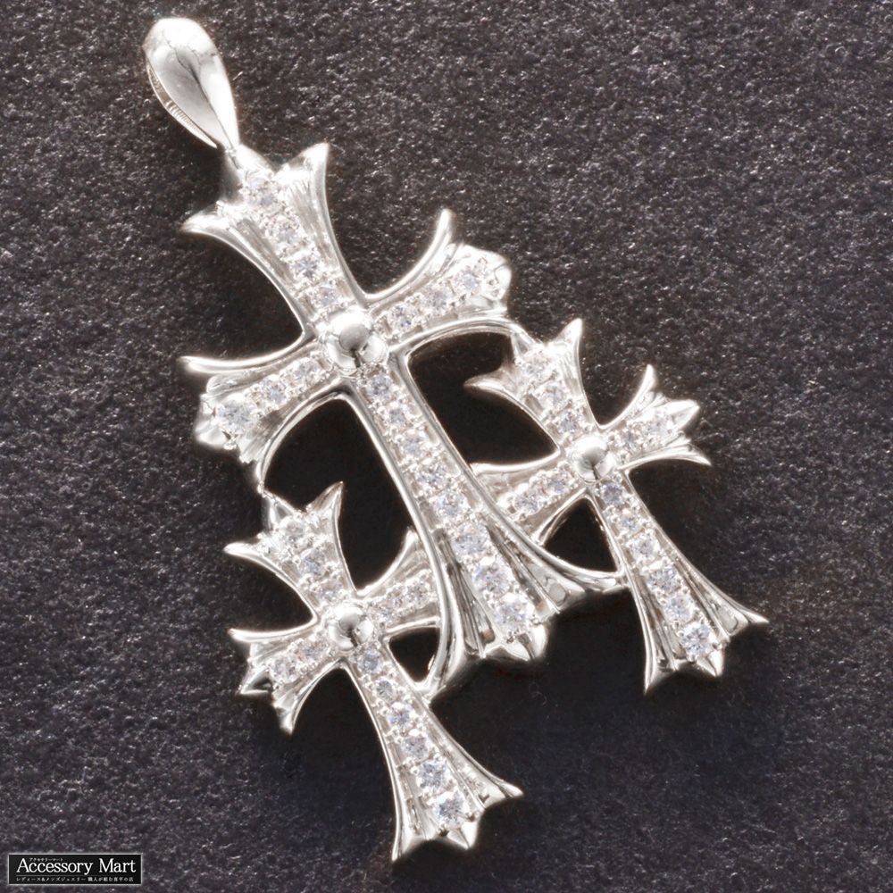 ペンダントトップ メンズ プラチナ ダイヤモンド 3連 クロス 十字架 ペンダントヘッド Pt 950 刻印入り 鑑別書付き 大きめ 30代 40代 50代 シンプル プレゼント ギフト マート Shops店