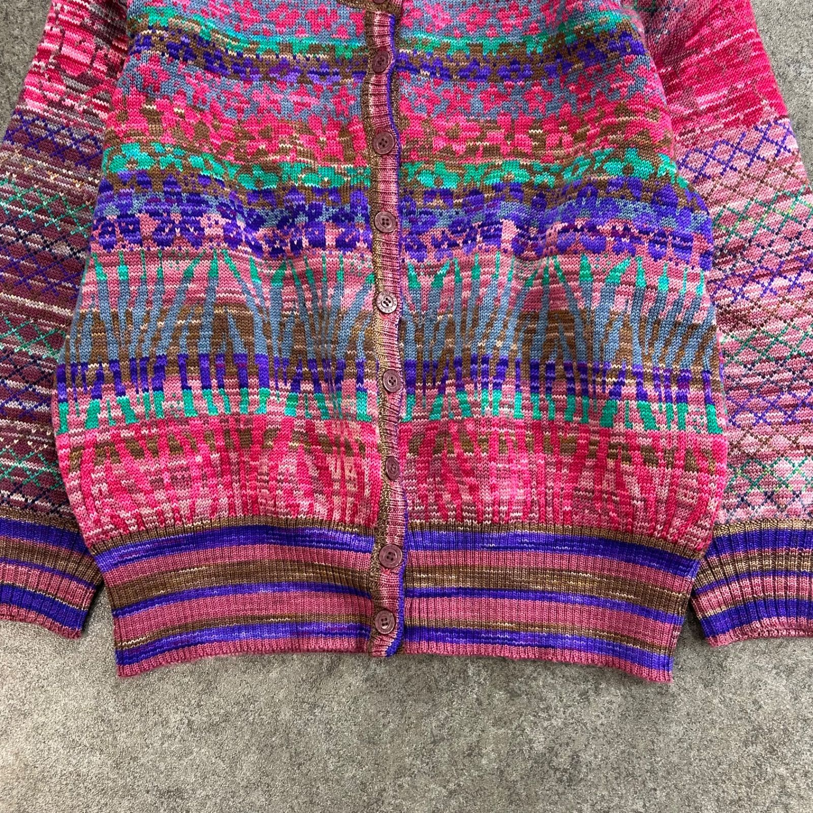 MORIOKA SACHIKO パッチワークデザイン長袖カーディガン Vintage MORIOKA SACHIKO Crazy Pattern Design Cardigan モリオカ