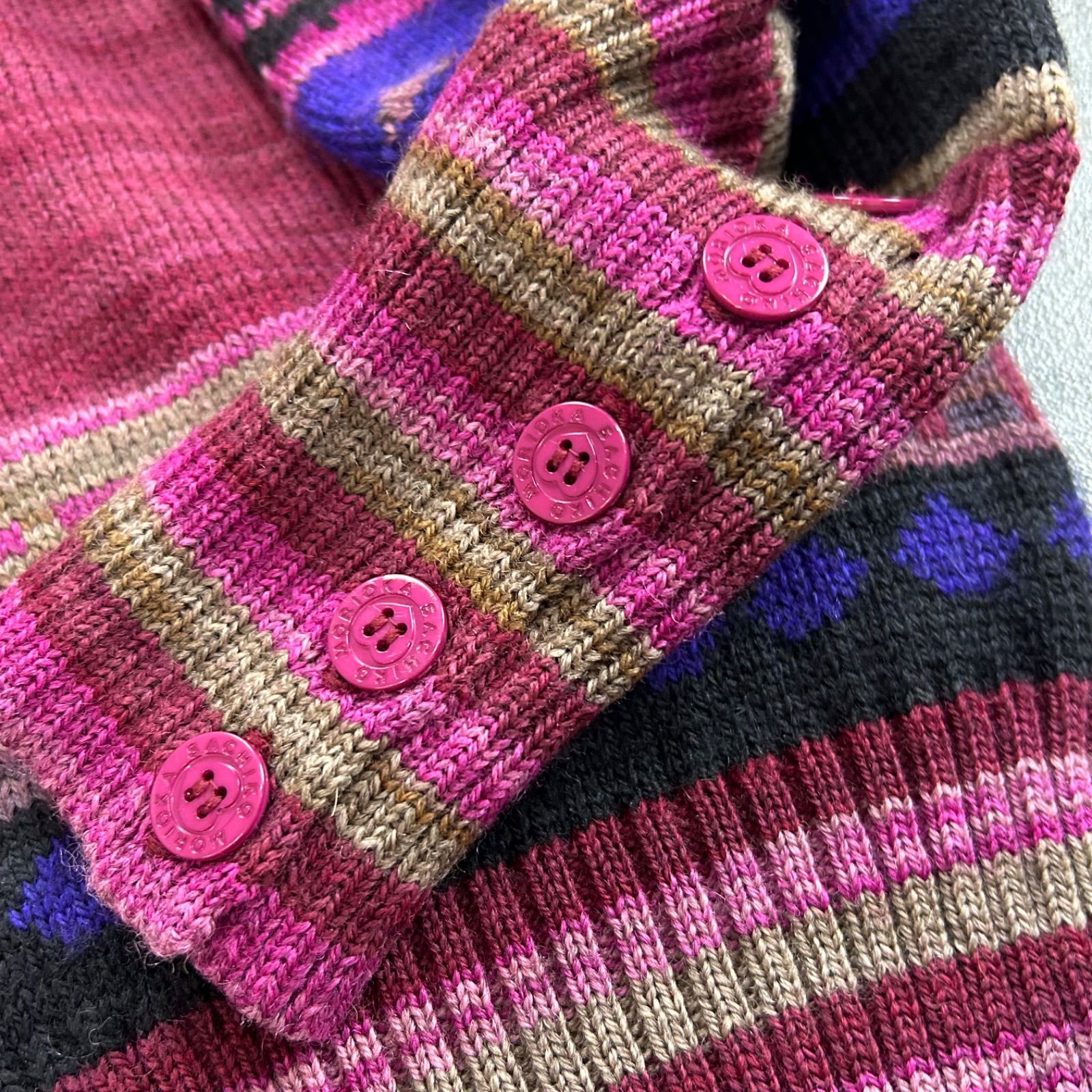 Vintage MORIOKA SACHIKO Crazy Pattern Design Cardigan モリオカ