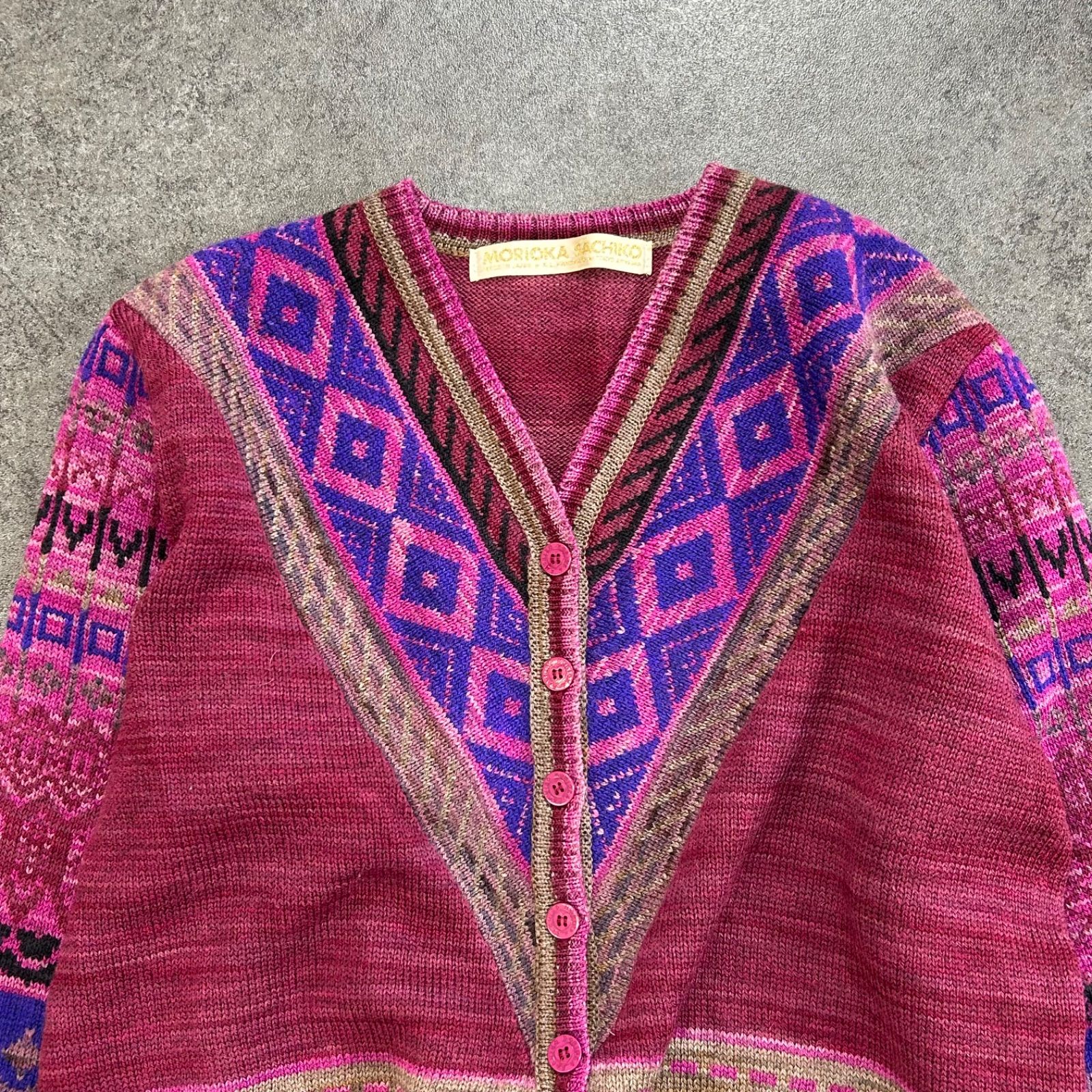 Vintage MORIOKA SACHIKO Crazy Pattern Design Cardigan モリオカ