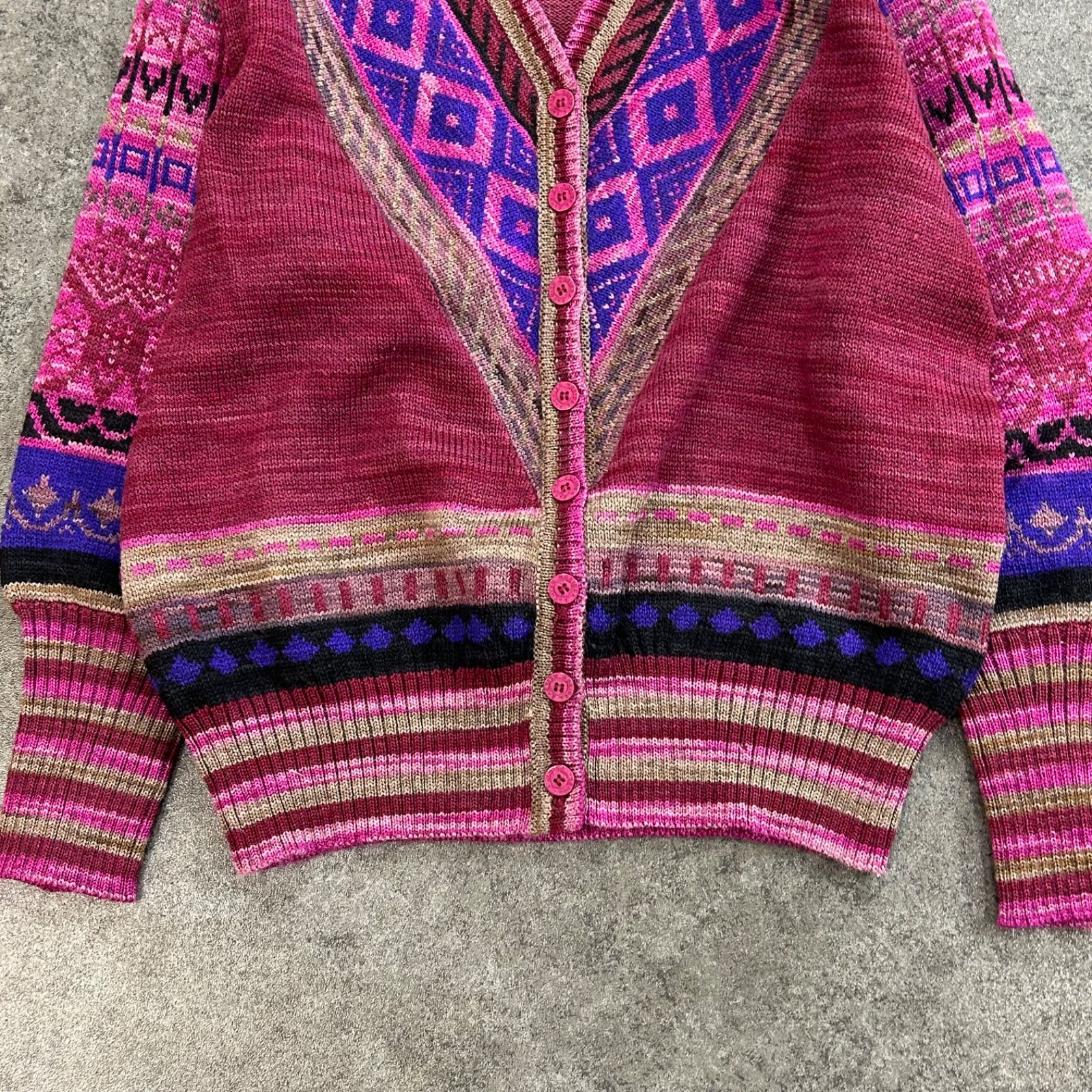 MORIOKA SACHIKO パッチワークデザイン長袖カーディガン Vintage MORIOKA SACHIKO Crazy Pattern Design Cardigan モリオカ