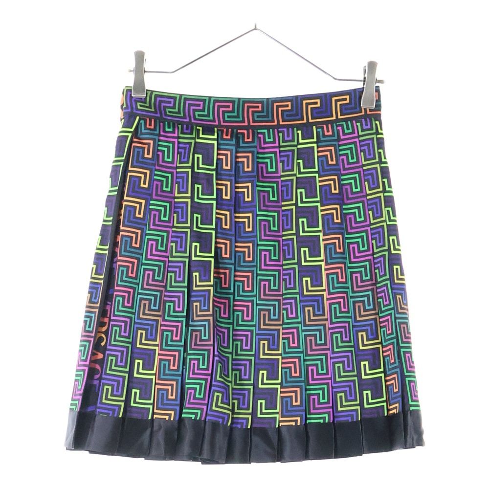 VERSACE (ヴェルサーチ) ロゴ総柄 ポリエステル プリーツスカート  