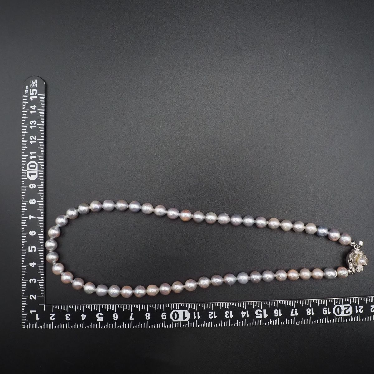 J465 あこや真珠 7.2mm珠 パール SILVER刻印 ネックレス デザイン