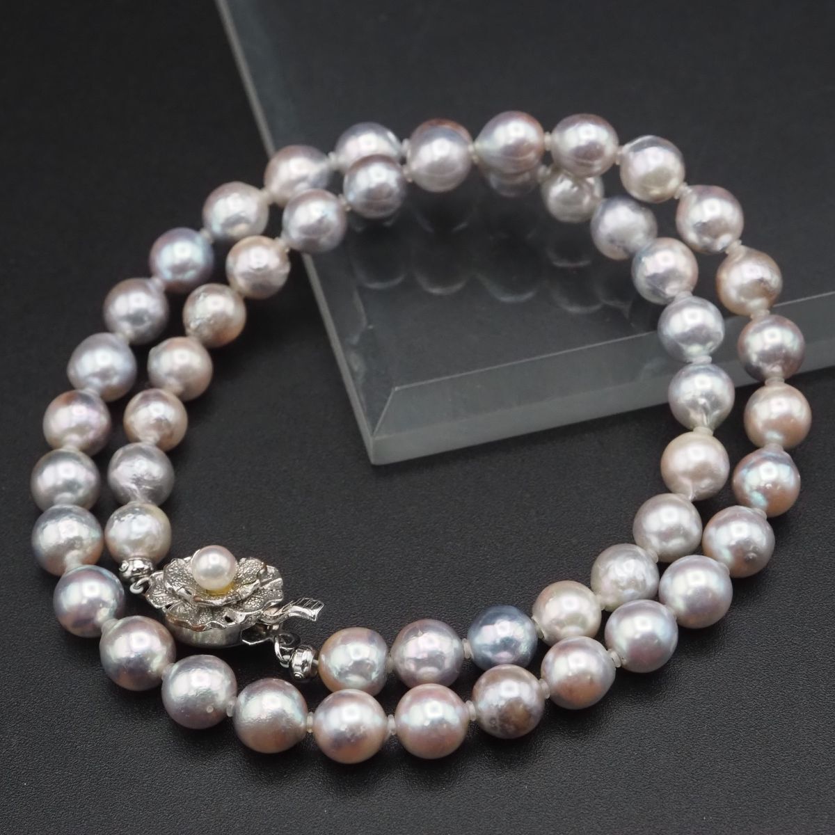 J465 あこや真珠 7.2mm珠 パール SILVER刻印 ネックレス デザイン